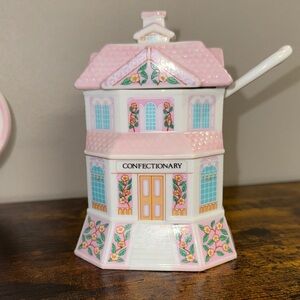 Lenox Village Confectionary House sugar bowl with spoon.